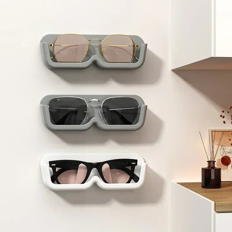 Self-adhesive Wall Mounted Glasses Storage Shelf with Sunglass Holder